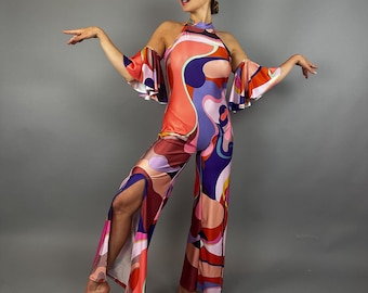 Retro jumpsuit, Bellbottoms, Disco costume, futuristic clothing,Party outfit, Festival Fashion, EDM outfit,  Trending now.