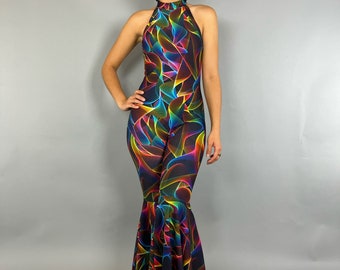 Rave Jumpsuit, Bellbottom onesie, Disco costume, Party outfit, Festival Fashion. Trending now, EDM outfit, go go dance outfit.