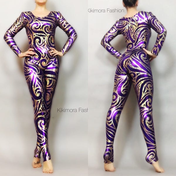 Shiny Spandex catsuit, gymnastic leotard,exotic dance wear, trending now, dance competition, aerialist costume.