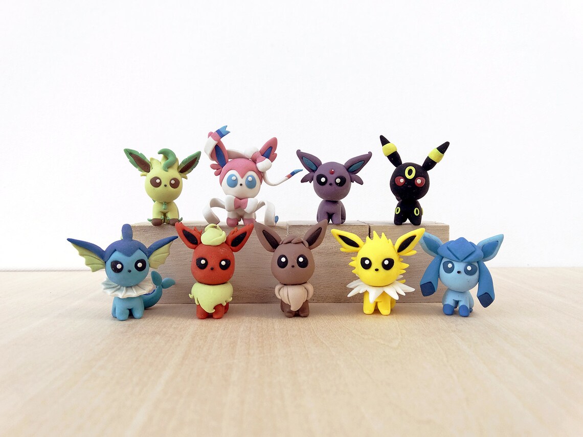 Eeveelution Handmade Polymer Clay Sculpture Pokemon Charm Etsy
