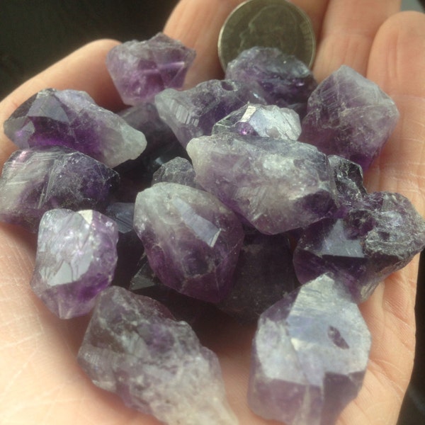 ROUGH AMETHYST CRYSTALS crystal points gemstones jewelry making chakra cleansing reiki wire wrapping drilled hole