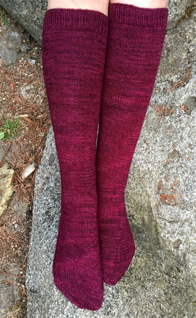Simple Knitted Knee High Socks A Knitting Pattern Etsy