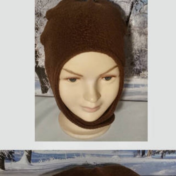 Toddler Chin Strap Hat, Brown Chin Strap Hat, Toddler Fleece Hat, Brown Winter hats, Kids Fleece hats, Fleece Hats Girls, Baby Boy Hats