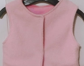 Baby Fleece Vest: Pink Poodle Applique, 9-12 Months