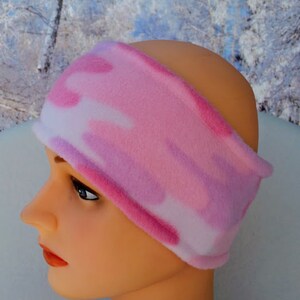 Camo Winter Headwear, Camo Fleece Earmuffs,  Pink Camo Ear Warmers, Girls Fleece Headband, Camo Winter Ear Warmers, Camo Winter Ear bands