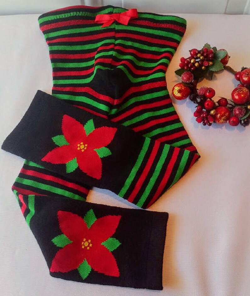 Baby Christmas Leggings Holiday Kids Tights Toddler Christmas Tights Holdiay Leggings Girls Holiday Tights Red Green Striped Leggings