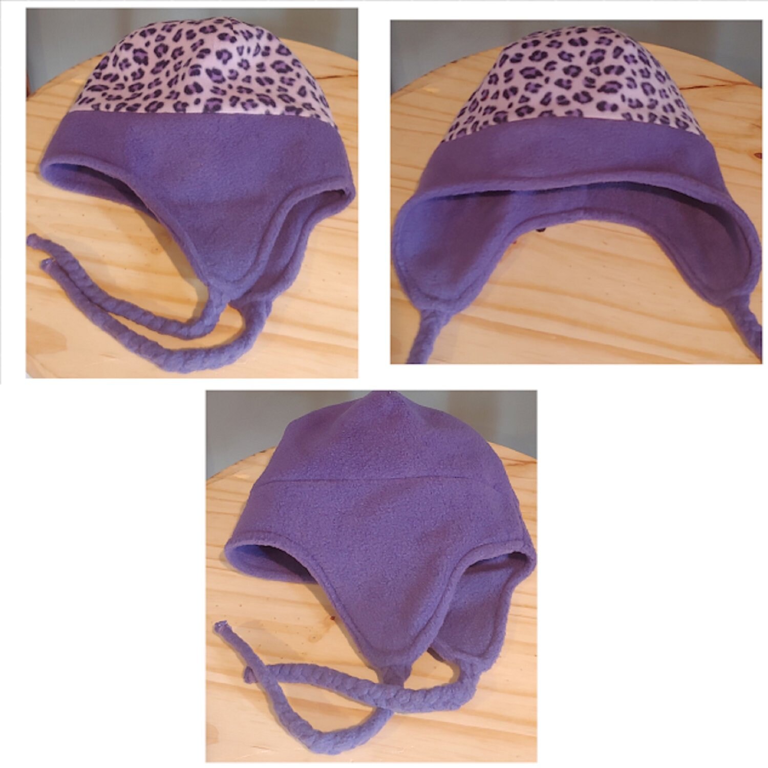 Purple Animal Print Hat Purple Fleece Hat Girls Polka Dot Etsy