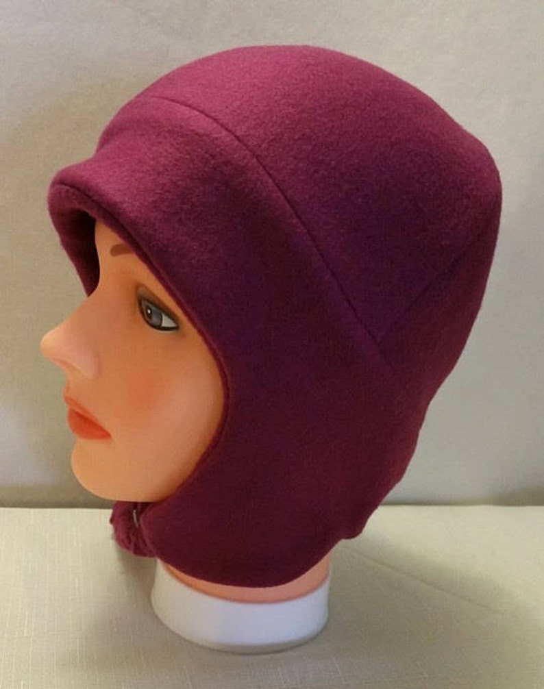 Womens Ear Flap Beanies Burgundy Fleece Hat Beanies for Etsy