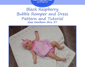 Barboteuse à bulles framboise noire et robe PDF Patron de couture Barboteuse pour bébé et tout-petit Patron de couture pour robe pour bébé et tout-petit