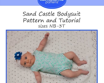 Sand Castle Bodysuit Pattern and Tutorial Sewing PDF Pattern for Infant and Toddler