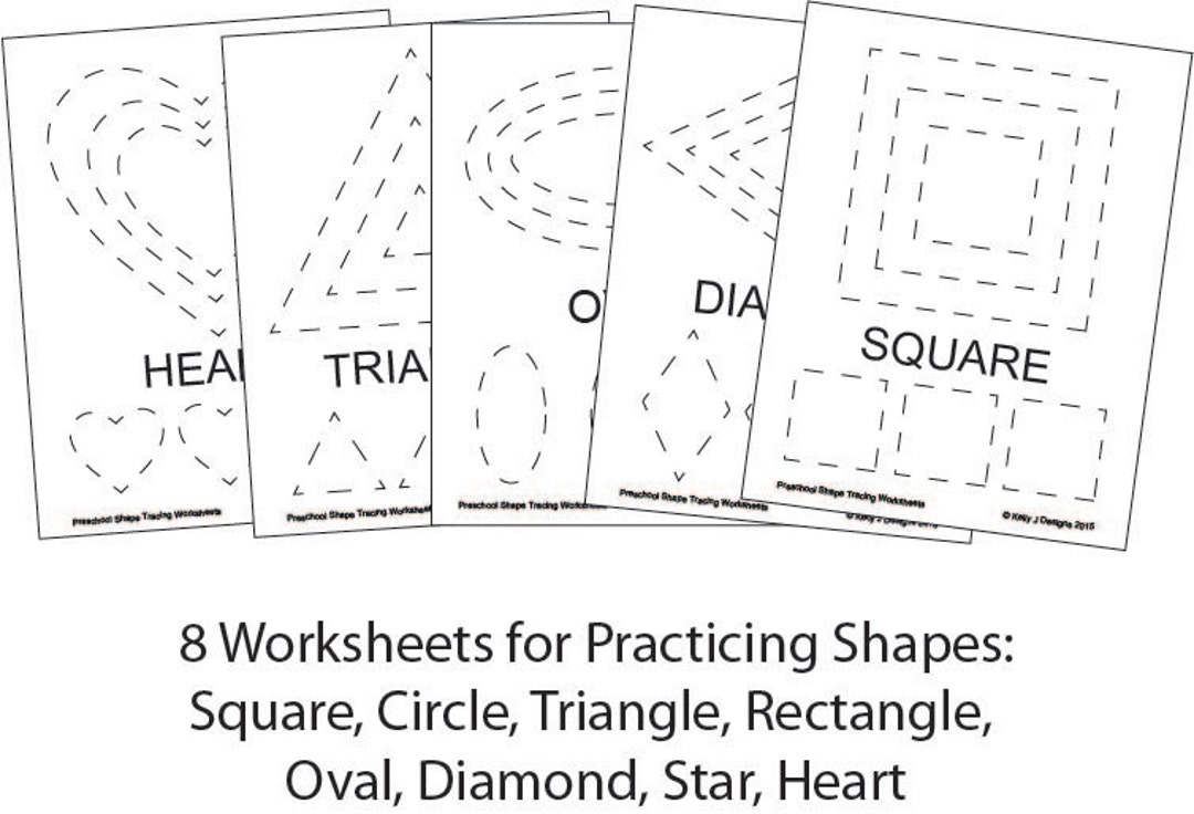 Preschool Shape-tracing Worksheet PDF Printables - Etsy for Free Printable Diamond Shape Worksheets