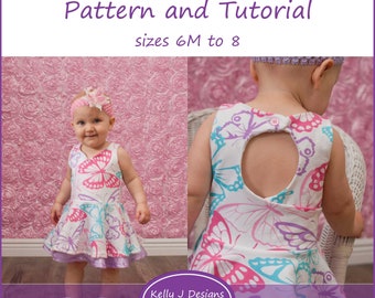 Patrón de costura PDF para vestido Hollyhock y peplum