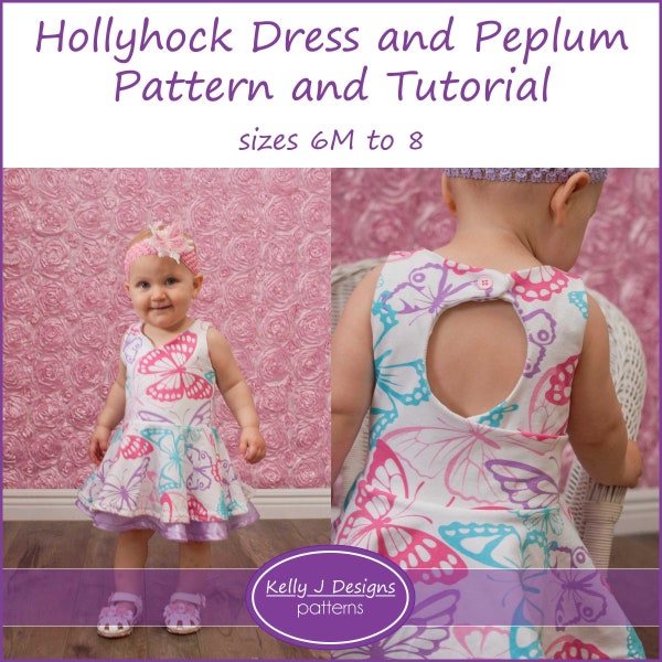 Hollyhock Dress and Peplum PDF Sewing Pattern Girls Knit Dress and Peplum Top Sewing Pattern
