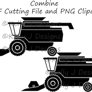 May include: Black and white silhouette of a combine harvester, a type of farm equipment used for harvesting crops. The combine is shown from the side, with the header, cab, and wheels visible. The image is suitable for use as a cutting file or clipart.
