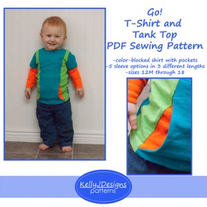 Go! T-Shirt and Tank Top Pattern children's color-blocked shirt sewing pattern