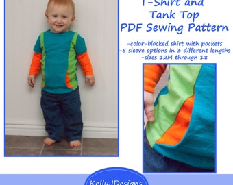 Go! T-Shirt and Tank Top Pattern children's color-blocked shirt sewing pattern