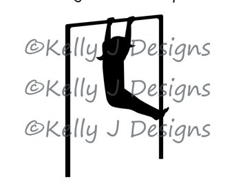 Gymnastics Bar Cut File, Girl on Bar SVG, Gymanastics Bars Girl Silhouette DXF