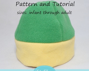 Fleece Beanie PDF Sewing Pattern, Winter Hat Sewing Pattern