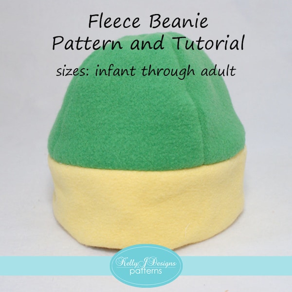 Fleece Beanie PDF Sewing Pattern, Winter Hat Sewing Pattern