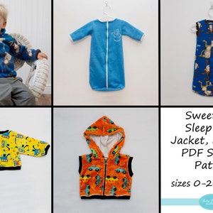 Patrón de saco de dormir, chaqueta y chaleco Sweet Pea tallas 0-24 M imagen 5
