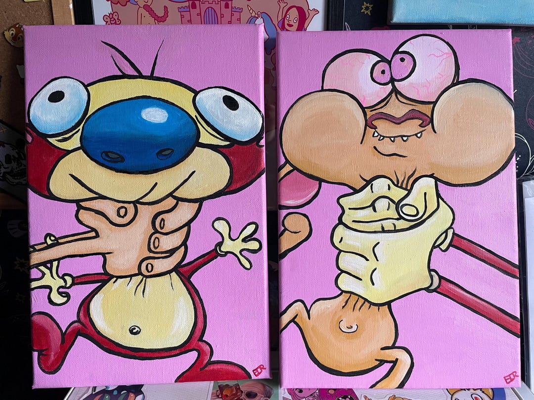 Fan Art Inspired Ren and Stimpy Acrylic Paintings on Canvases. 90s ...