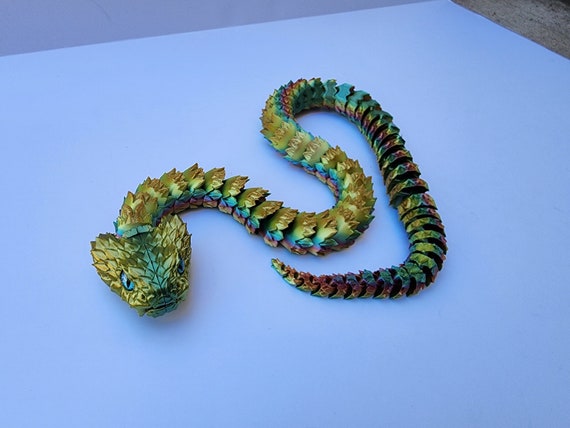 Articulated Snake Toy - 3D Printed - 2 Feet Long - Black