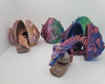 3D Printed Articulating 15 inch Flame Dragon and Egg