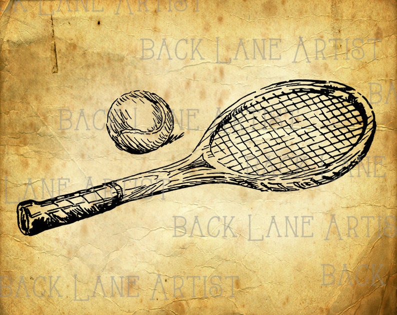 Clip Art Art Collectibles Tennis Racket Ball Clipart Lineart Illustration Instant Download Png Jpg Digi Line Art Image Drawing L607
