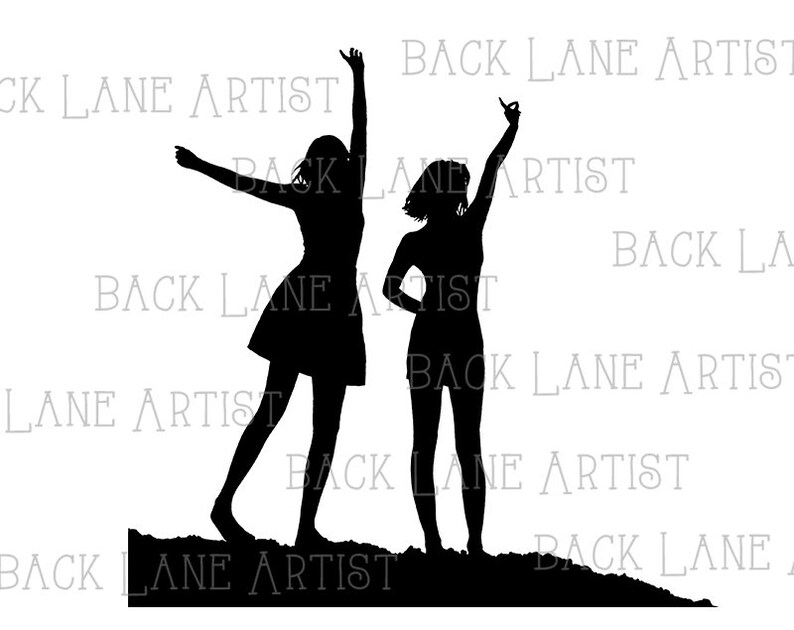 Download Best Friends Besties Silhouette Clipart Lineart ...