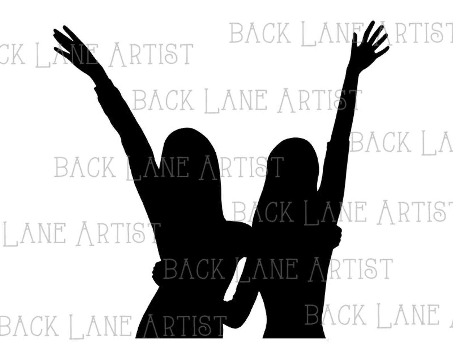 Best Friend Besties Silhouette Clipart Lineart Illustration - Etsy Canada