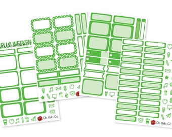 Lime Green Functional Boxes Sticker Set - Bullet Journal, Planners, Erin Condren