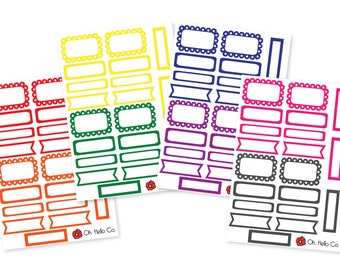Rainbow Functional Boxes Sticker Set - Bullet Journal, Planners, Erin Condren