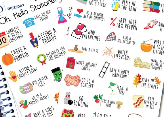 Yearly Bucket List  - Planner Stickers for Erin Condren Life Planners - D2