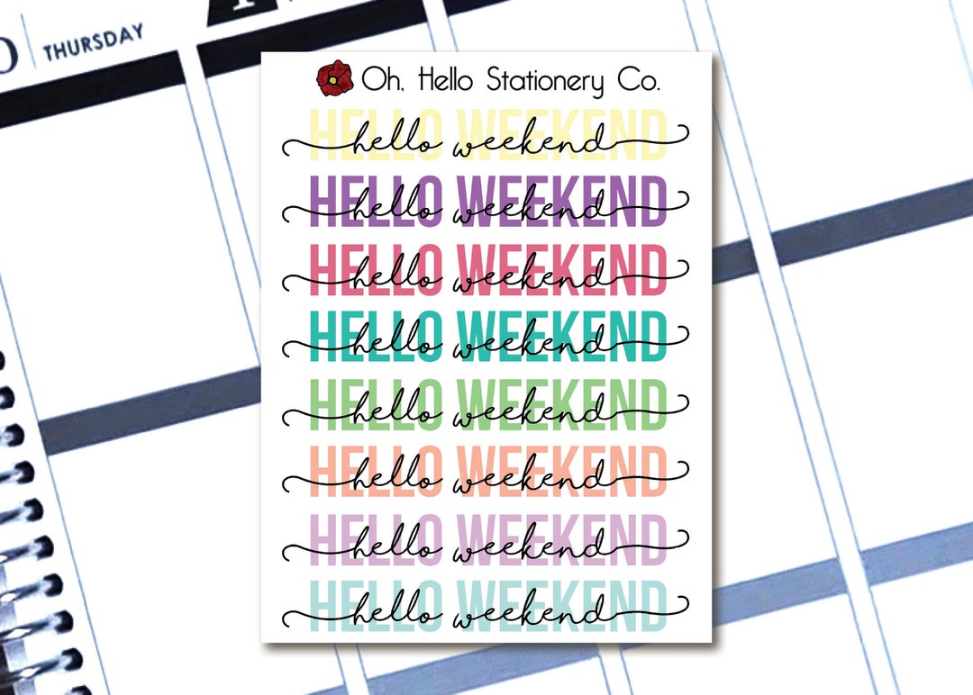 Planner Stickers 8 Assorted Hello Weekend Banners - for Erin Condren ...