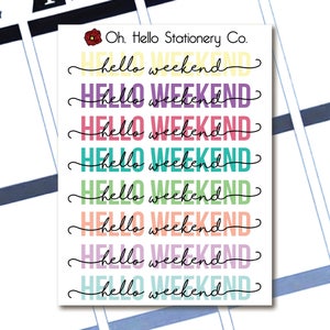 Pegatinas de planificador 8 surtidos Hola Banners de fin de semana - para los planificadores de Erin Condren Life - T1