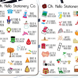May include: A white card with a colorful illustration of 30 different activities to do throughout the year. The card is titled "Oh. Hello Stationery Co."