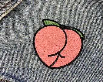 Peach Butt Heat Transfer Embroidered Patch - Thick Thighs Booty