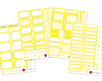 Yellow Functional Boxes Sticker Set - Bullet Journal, Planners, Erin Condren