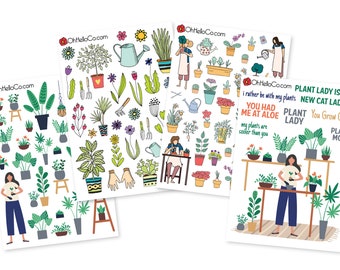 Plant Lady Variety Sticker Set - Bullet Journal, Planners, Erin Condren