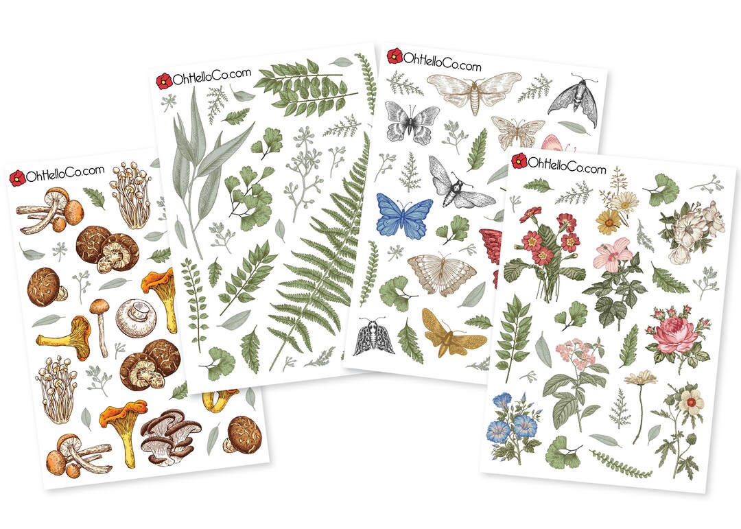 Vintage Botanical Variety Sticker Set - Bullet Journal, Planners, Erin ...