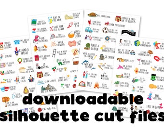 Planner Sticker Silhouette Cut File and PDF Digital Download, Bucket List, Bullet Journal, Erin Condren, Happy Planner, Scrapbooking