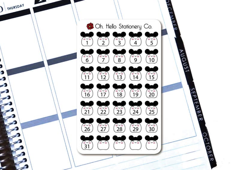 Planner Stickers Blobby Date Cover/Countdown with Mouse Ears Emoji Sticker Set Erin Condren Life Planners E9 image 2