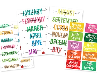 Months of the Year Sticker Set - Bullet Journal, Planners, Erin Condren