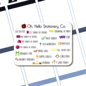 Catholic Holiday Celebration Stickers  - Planner Stickers for Erin Condren Life Planners - K2