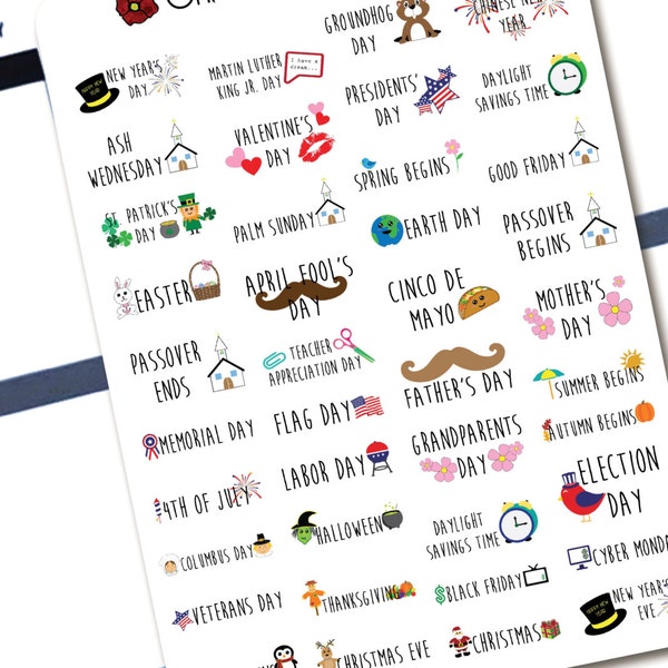 40 枚のホリデー セレブレーション ステッカー - Erin Condren ライフ プランナー用プランナー ステッカー - バレット ジャーナルと BUJO