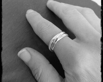 Rings 3 interlaced half-rush rings in solid silver 925/1000 - Designer Jewelry