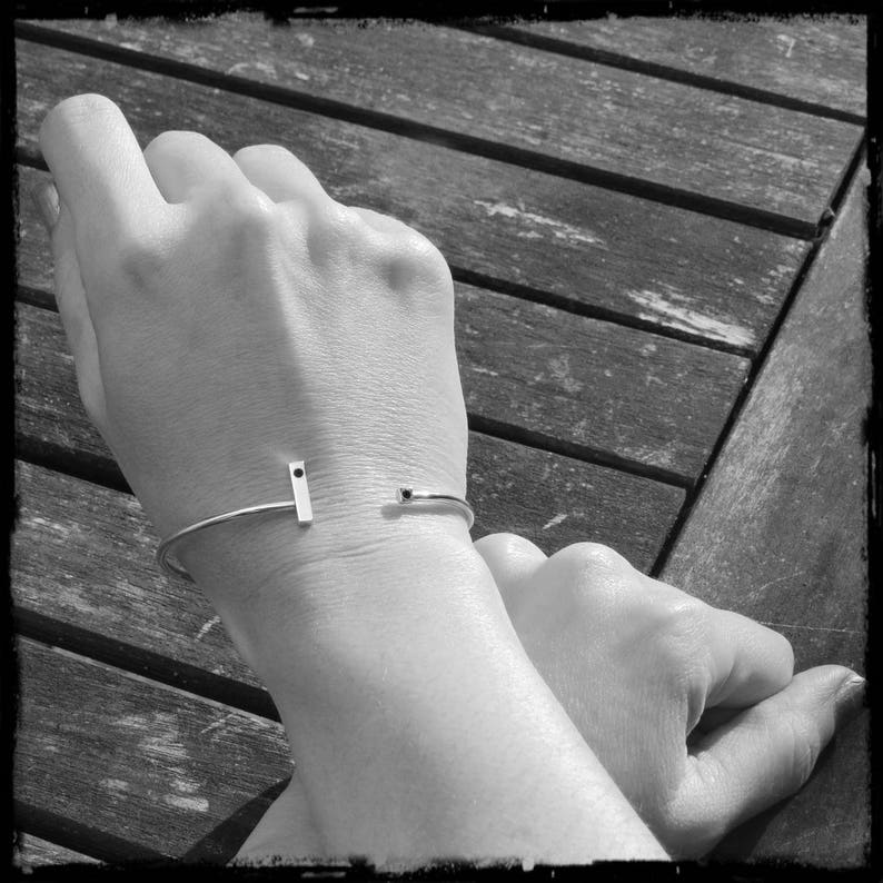 Bracelet Jonc En Argent Massif 925 - Style Art Nouveau/Déco Tank, Occasion
