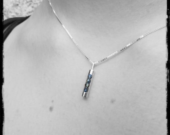 Designer choker necklace and pendant with genuine sapphire pearls - entirely in solid silver - original designer jewelry