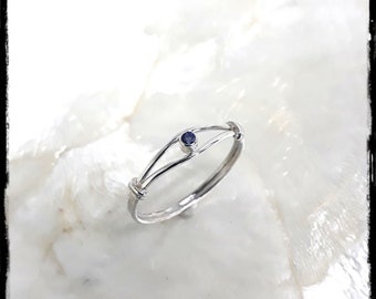 Fine ring "Adèle" vintage retro style in solid silver - customizable gemstone- engagement ring