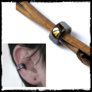Copper earcuff and enamels on copper high temperature molten glass copper earcuff colors choice on measurement non pierced ears image 2